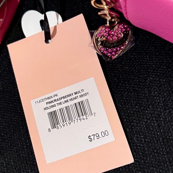 Juicy Couture Pink Heart-Shaped Crossbody Bag with Scarf Handle & Charm NWT - Picture 11 of 11